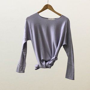 Michael Kors Long Sleeve Crewneck Lilac Cotton Blend Sweater Women Pastel Top